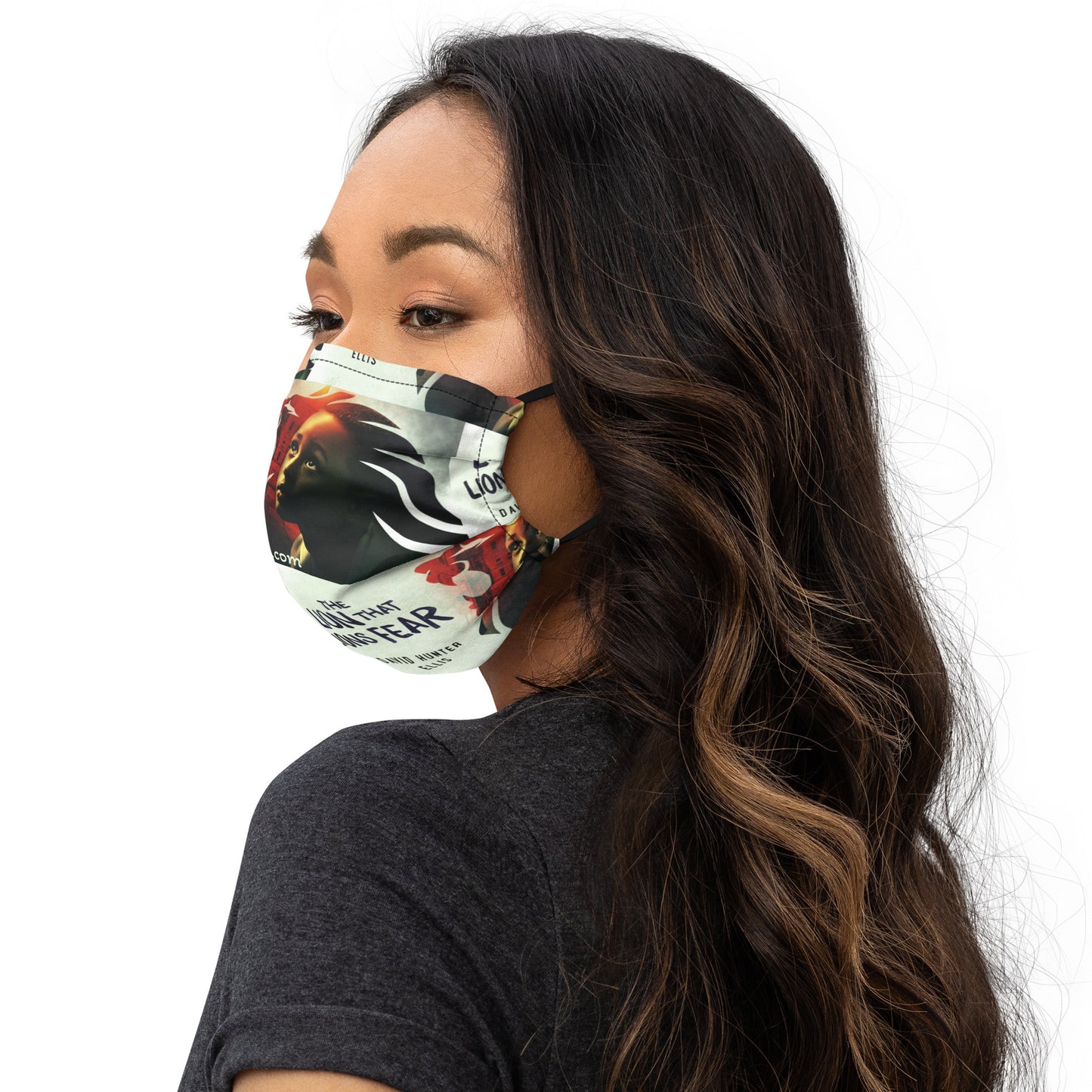 Signature 'The Lion That Lions Fear,' book cover Premium face mask