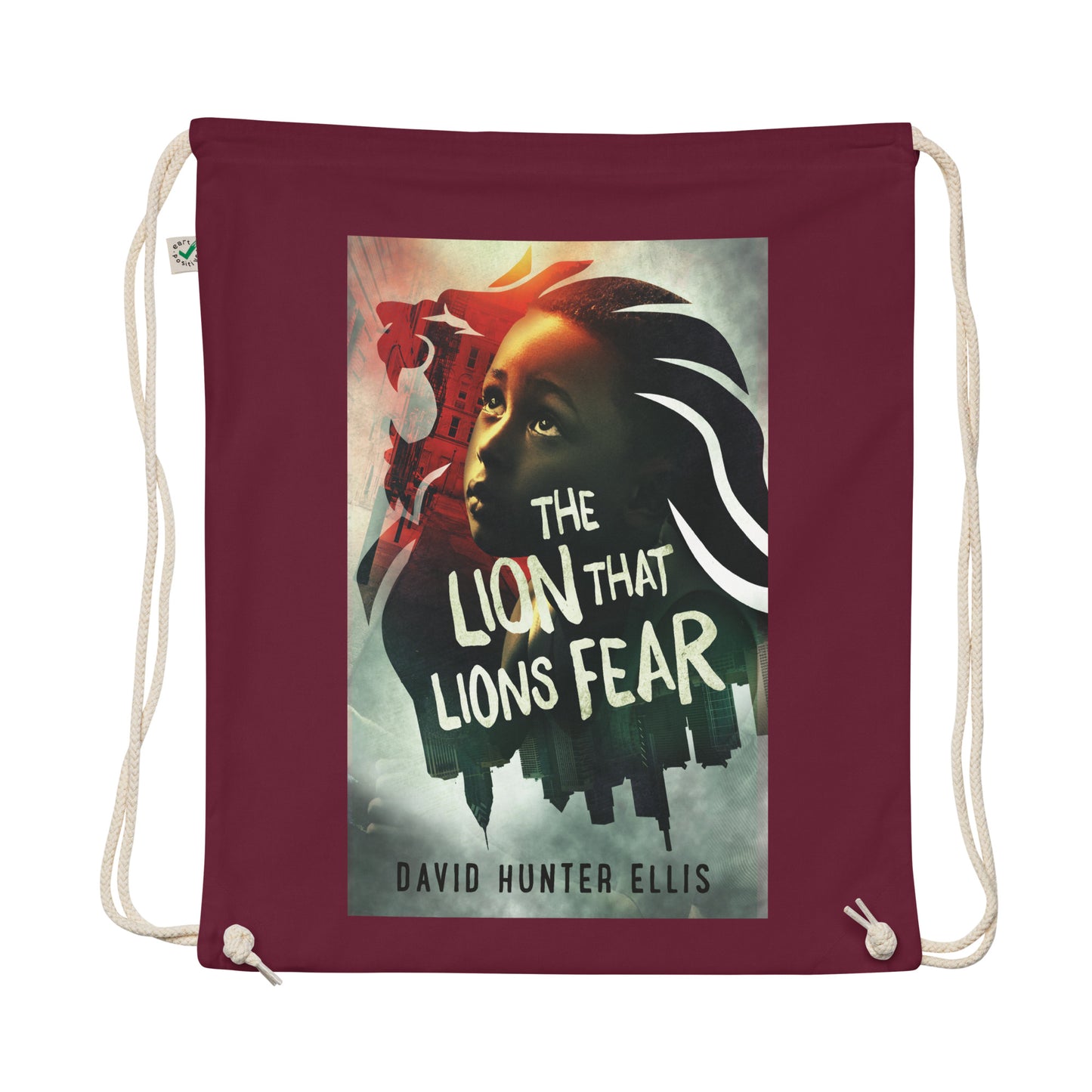 Signature, 'The Lion That Lions Fear,' Organic cotton drawstring bag