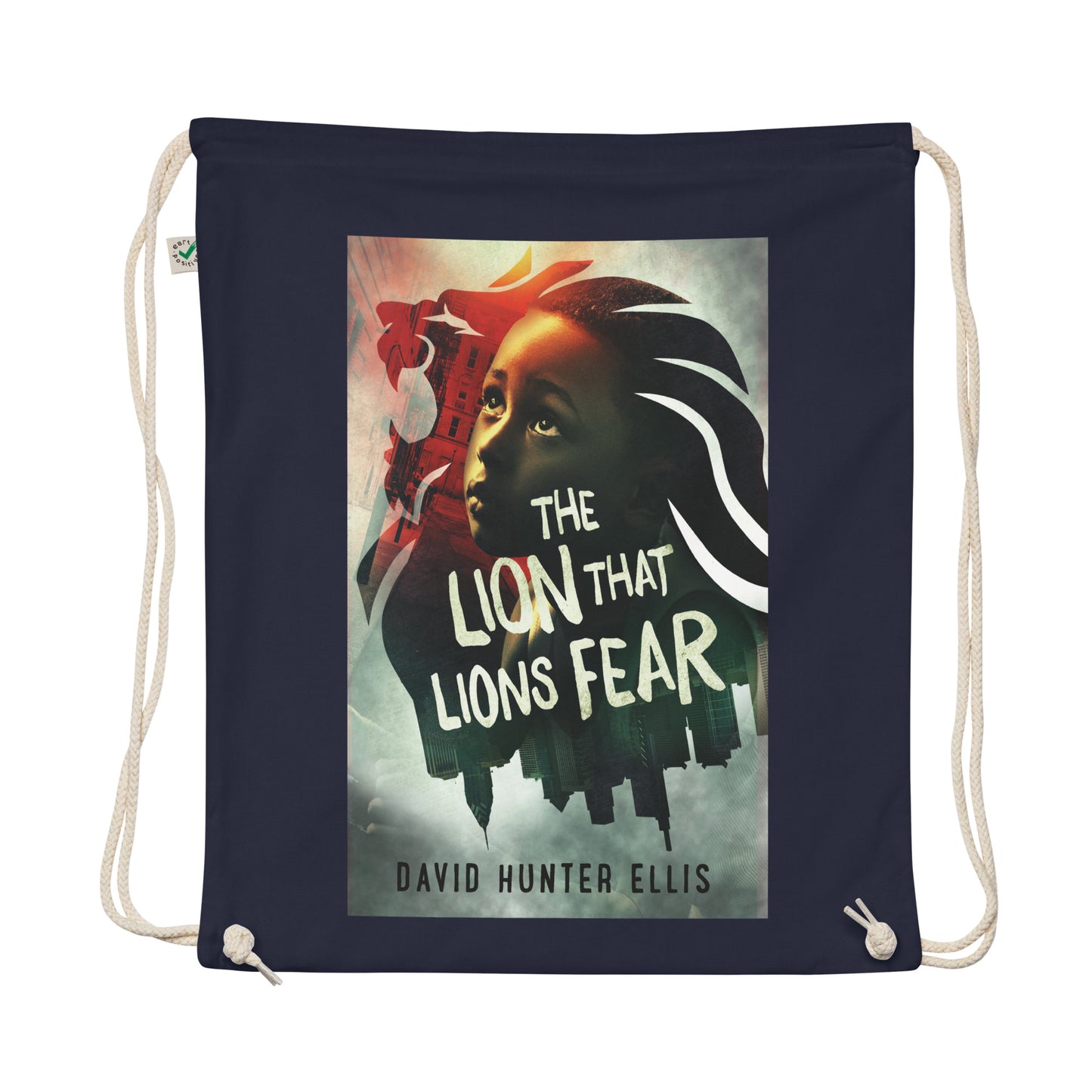 Signature, 'The Lion That Lions Fear,' Organic cotton drawstring bag
