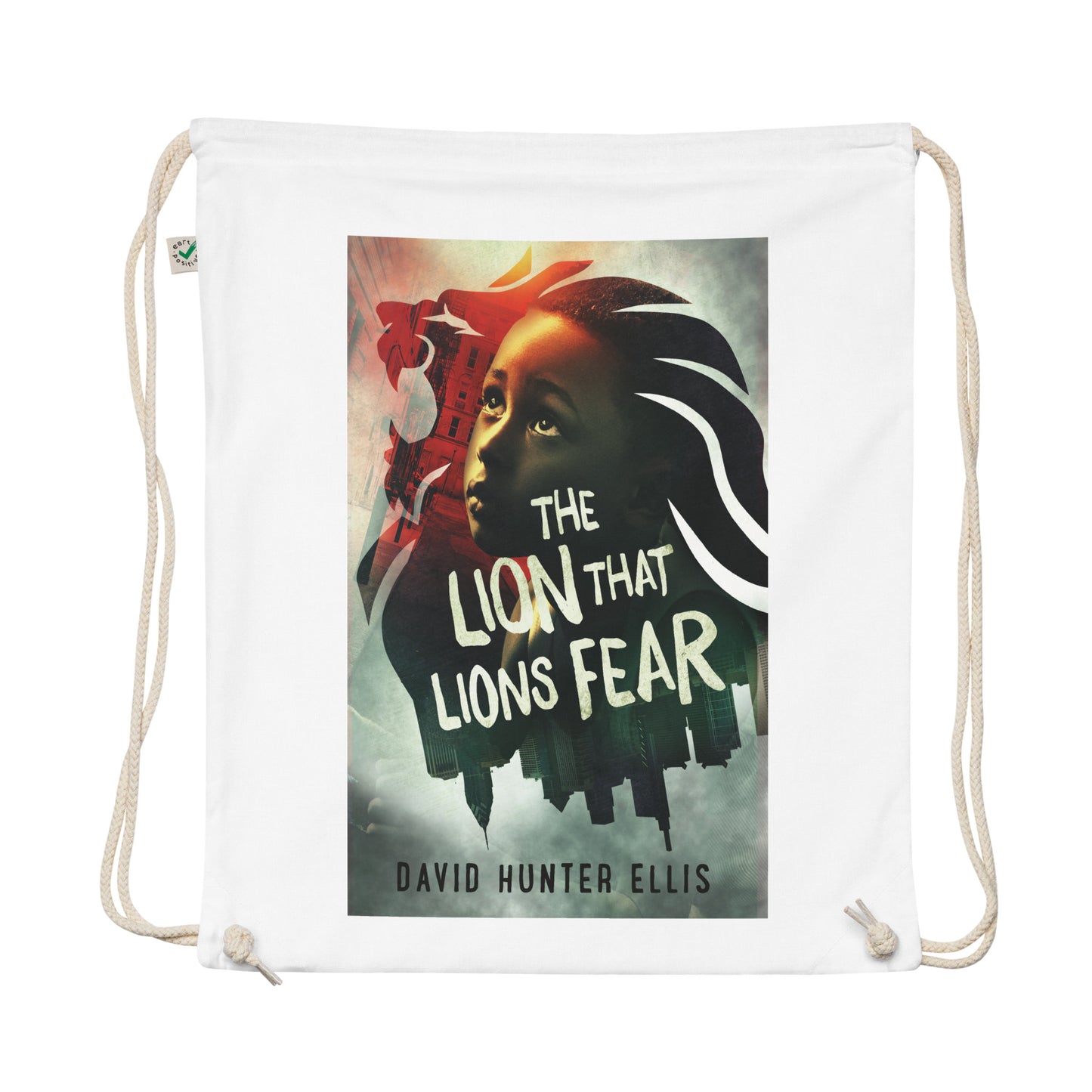 Signature, 'The Lion That Lions Fear,' Organic cotton drawstring bag